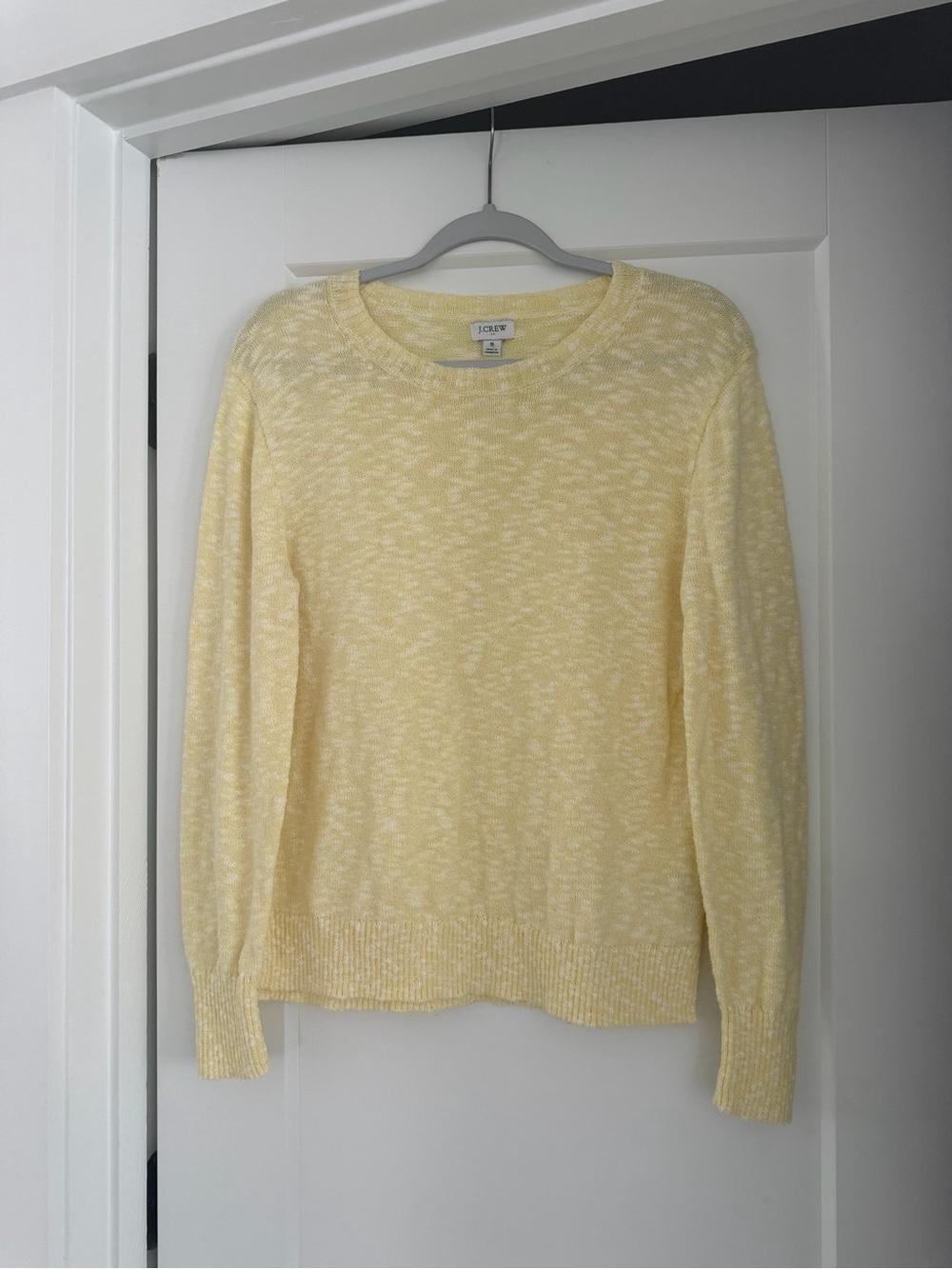 J. Crew Women's Marled Pale Yellow Crewneck Sweater